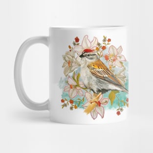 Chipping Sparrow And Flowers Mug